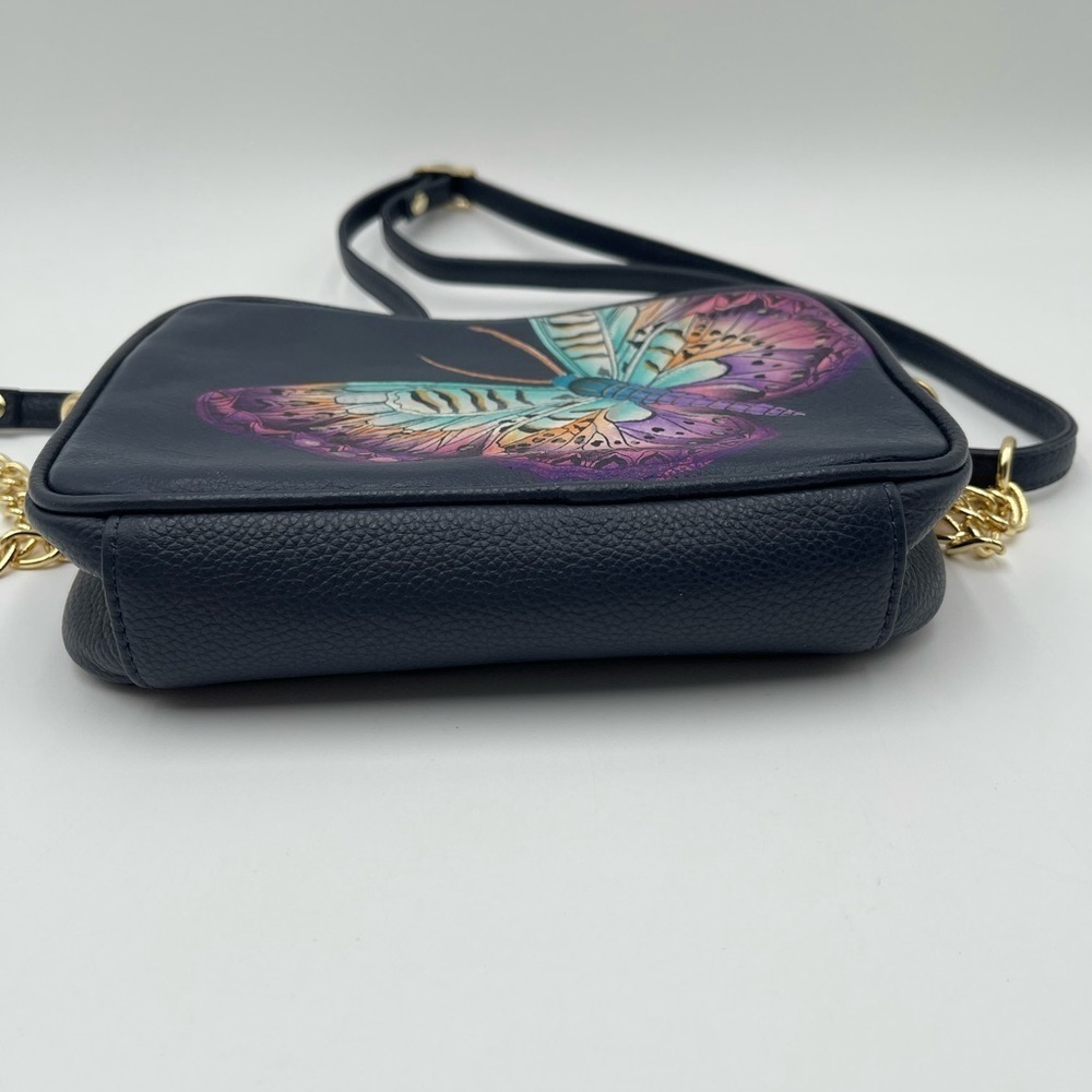 New Anuschka Hand Painted Leather RFID Camera Crossbody Bag Magical Wings - Picture 12 of 13
